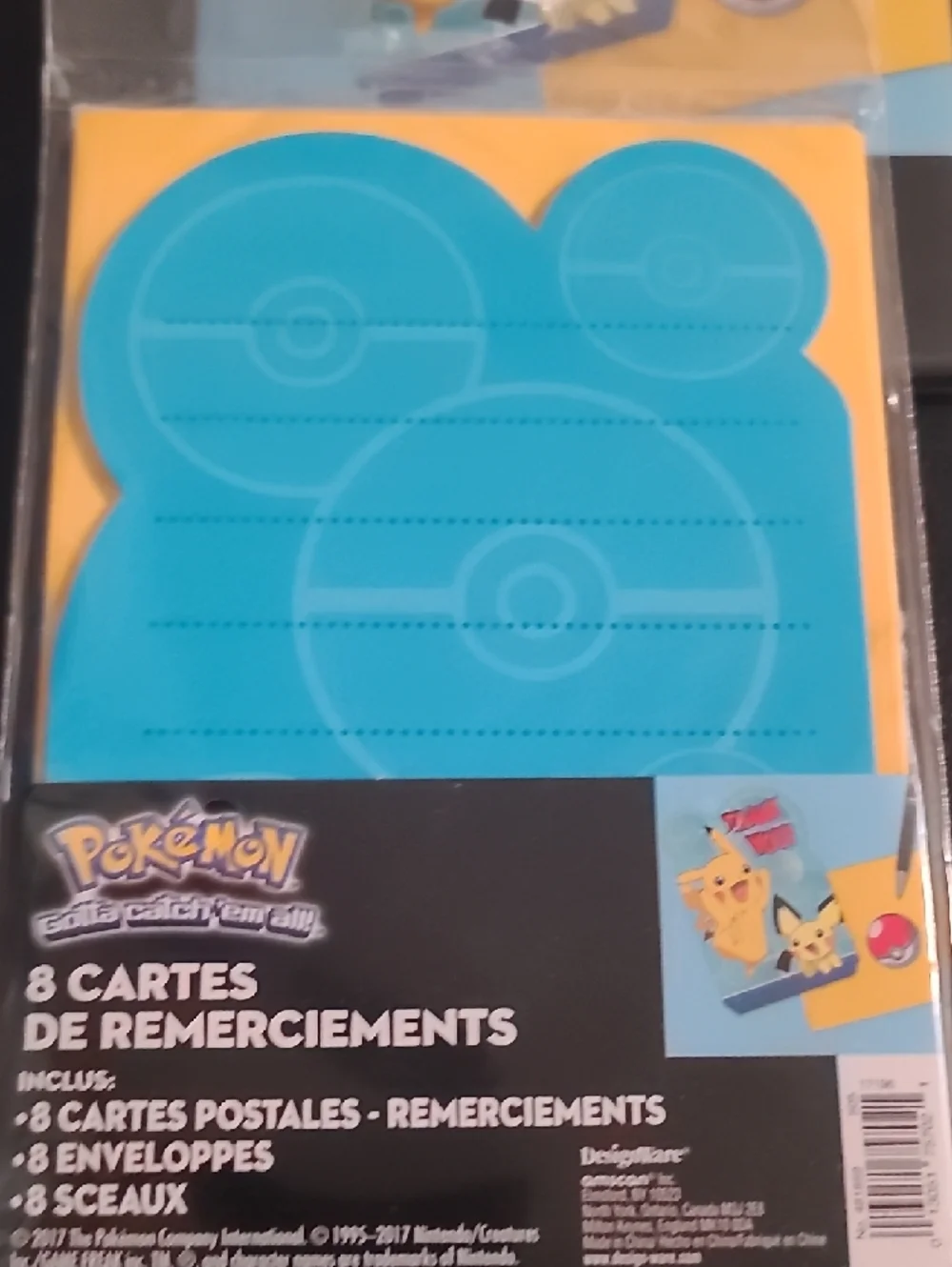 Pokemon Thank You Postcards 8ct - Blue and Yellow - Set of 2